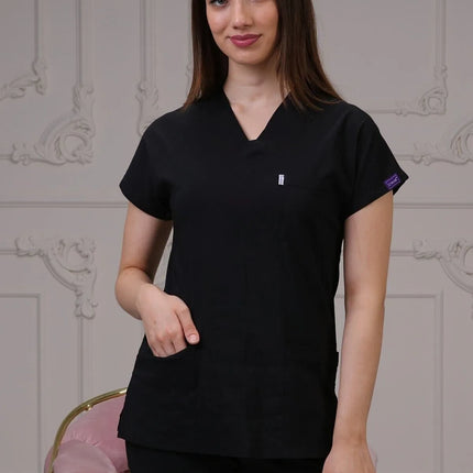 Black Colored Stretch Medical Suit - Batwing Sleeve