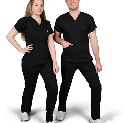 Black Colored Stretch Medical Suit - Batwing Sleeve