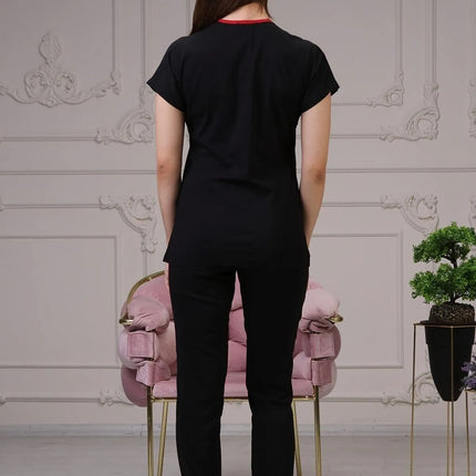 Black Colored Stretch Medical Suit - Batwing Sleeve
